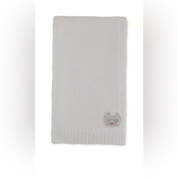 Karl Lagerfeld Disco Kitty Knit Pompom White Beanie & Scarf Boxed Gift Set NWT - Picture 5 of 5